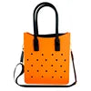 Women's Lightweight EVA Tote Bag Open Closure Waterproof Beach Daily Handbag Featuring Handle Shoulder Strap Clog Shoe Charm
