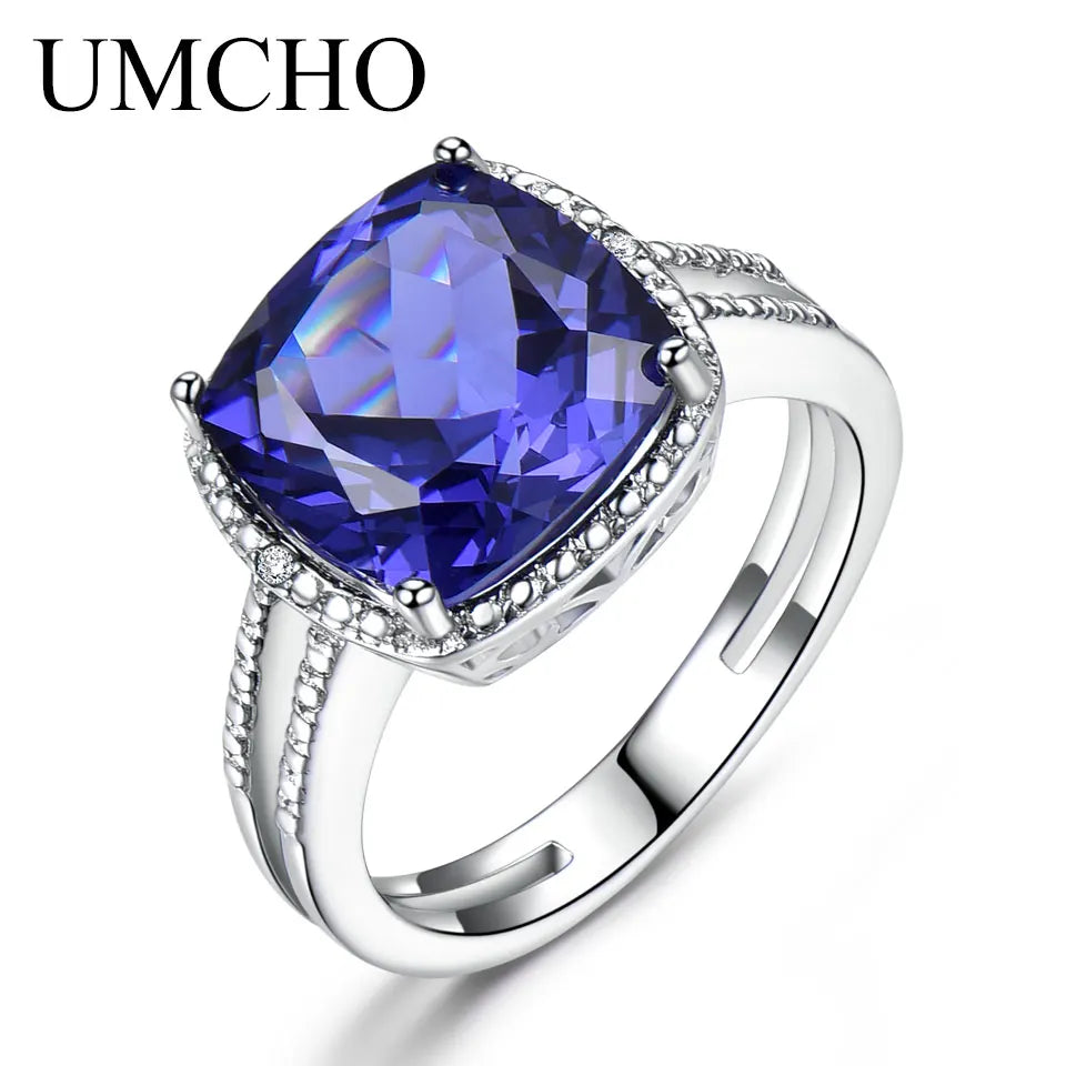 Wholesales Hip Hop Trendy Party Rhodium Plating 925 Sterling Silver Aquamarine Zircon Wedding Ring