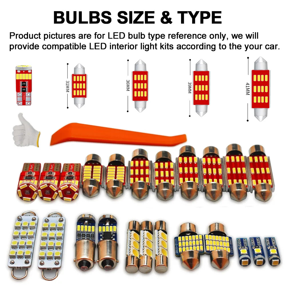 BADEYA 14Pcs Canbus LED Interior Lights Kit For VW Jetta 5 MK5 2006 2007 2008-2010 Dome Map Glove Box Trunk Vanity Mirror Lamp