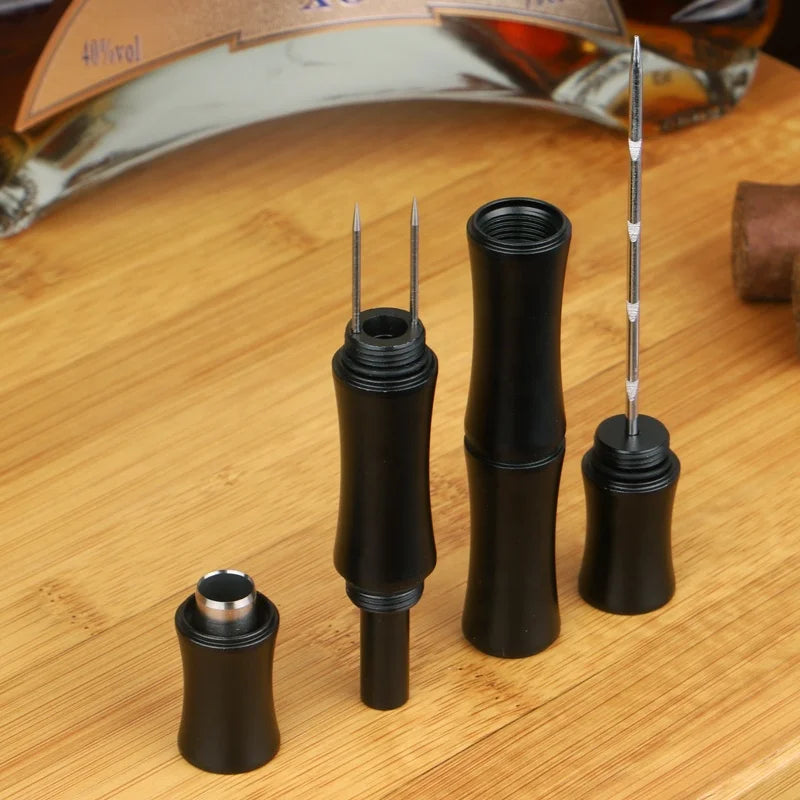 Aluminum 3 In1Multifunctional Cigar Needle Punch Cutter Portable Cigar Needle Dredger Puncher Travel Smoking Accessories