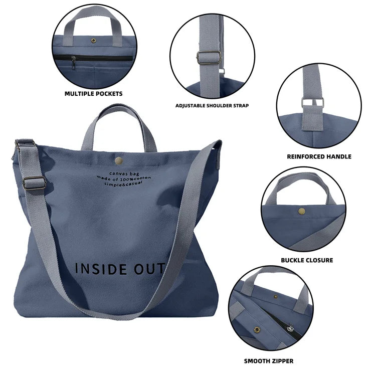 Canvas Tote Bag Colorful Shoulder Crossbody Bag Women'S Messenger Canvas Tote Bag