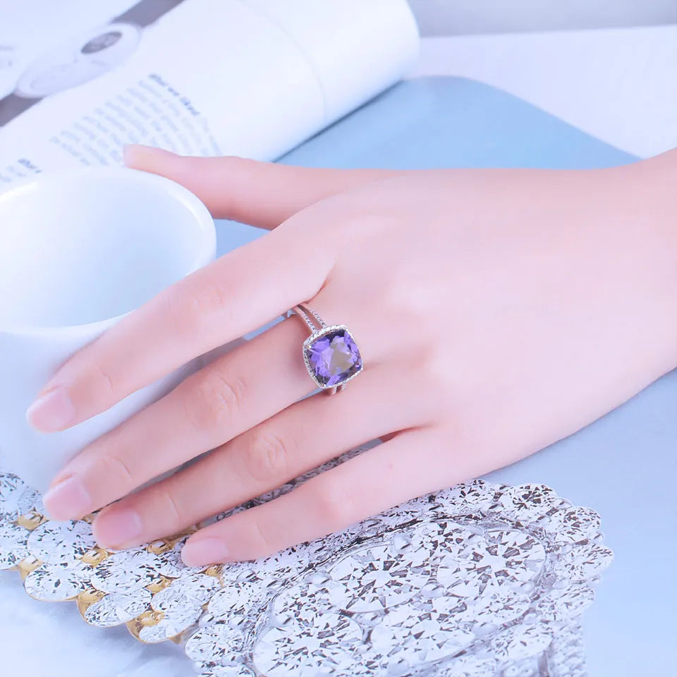 Wholesales Hip Hop Trendy Party Rhodium Plating 925 Sterling Silver Aquamarine Zircon Wedding Ring