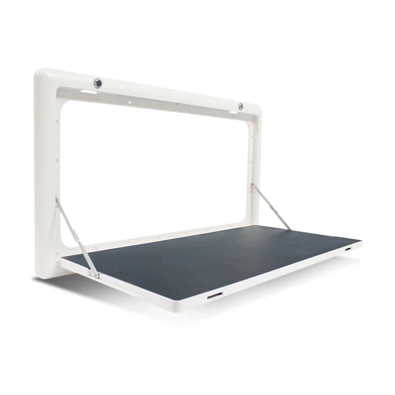 RV Out Folding Table White/Black Trailer-mounted External Dining Table Exterior Side-mounted Folding Motorhome Camping Table