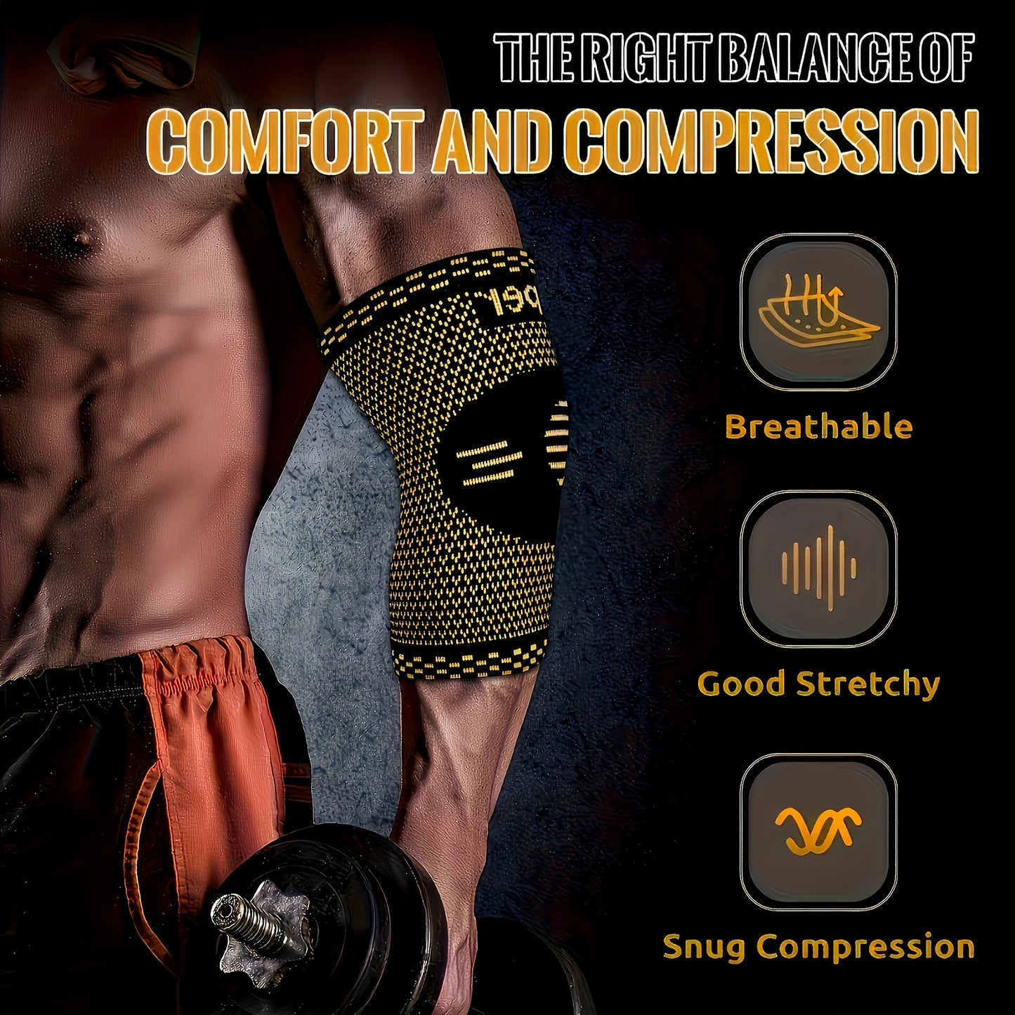 1 Pair Copper Elbow Sleeve Unisex Compression Sleeve Elbow Brace for Tennis Golfers Fitness Basketball Weightlifting Work Fit