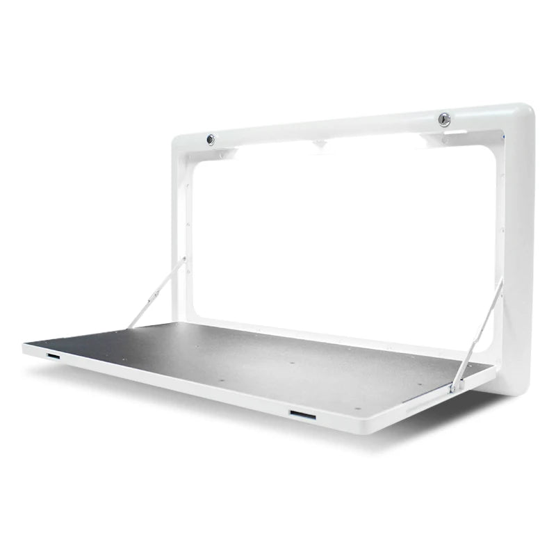 RV Out Folding Table White/Black Trailer-mounted External Dining Table Exterior Side-mounted Folding Motorhome Camping Table