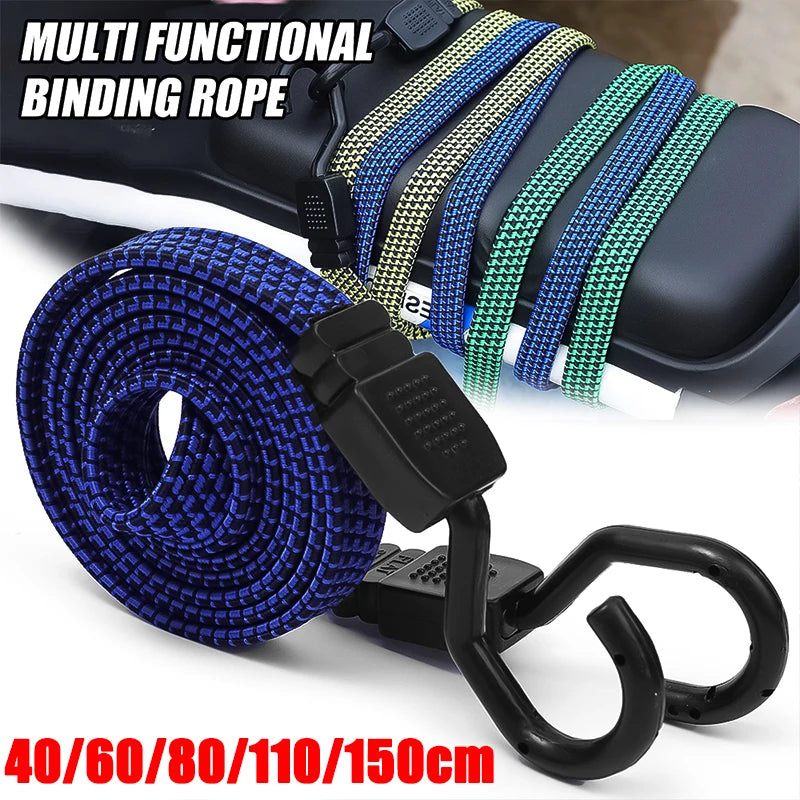 Elastic Bungees Cords with Hook Heavy Duty Luggage Bungee Strap Anti Slip Flat Elasticity Rope for Motorcycle Bicycles Movin