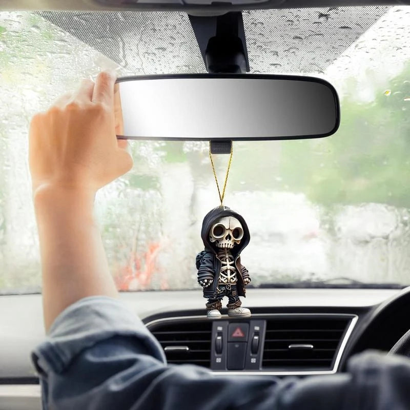 Skeleton Swing Car Ornament Acrylic Spooky Skeleton Swing Pendant Rearview Decor Hangable Decorative Skeletons Halloween Car
