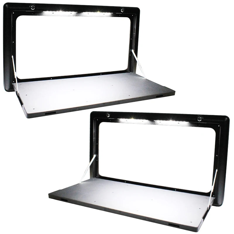 RV Out Folding Table White/Black Trailer-mounted External Dining Table Exterior Side-mounted Folding Motorhome Camping Table