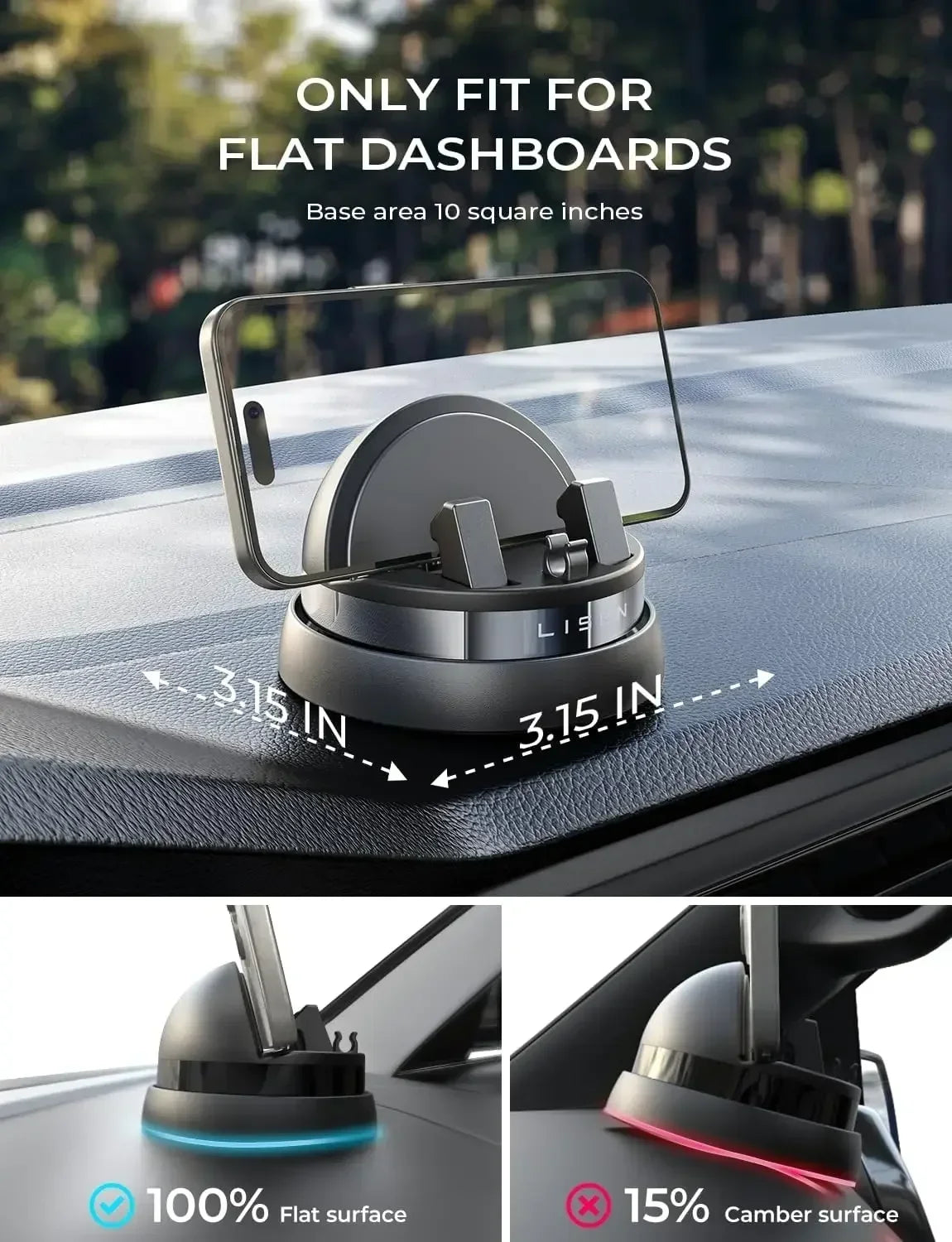 LISEN New Design 2024 360 Rotation Air Vent Phone Stand Folding Dashboard Mobile Phone Holder for Car