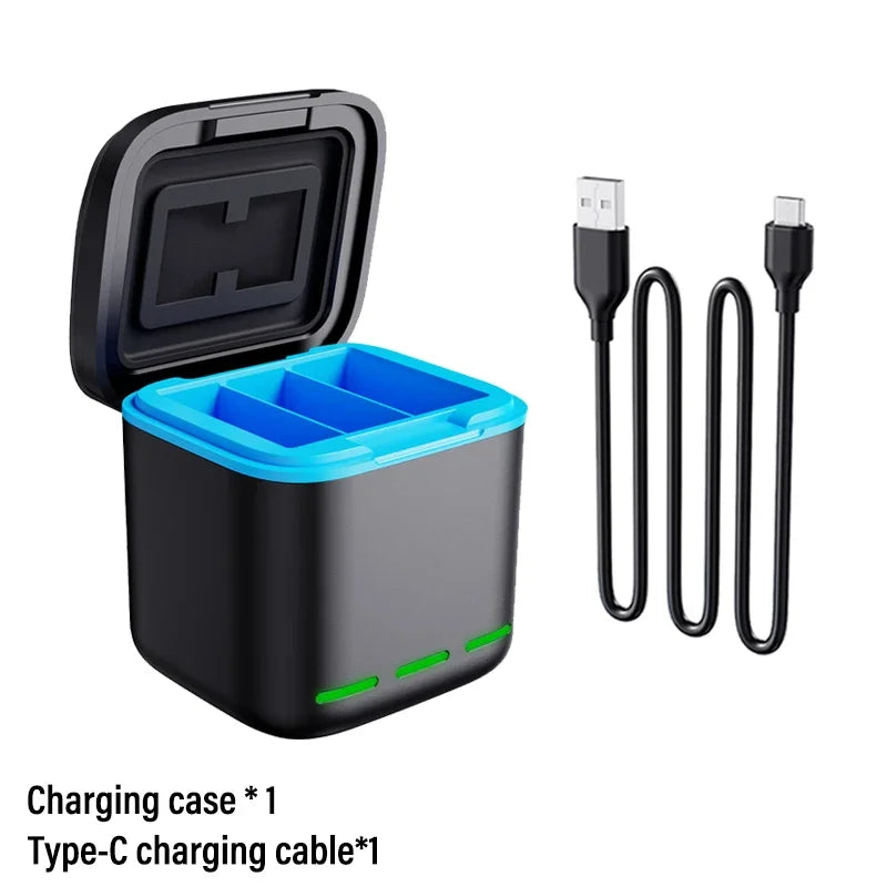 ERIKOLE for GoPro Hero 12 11 10 9 Black Battery Charger 2000mAh Battery 3 Slot Fast Charger for Go Pro Action Camera Accessories