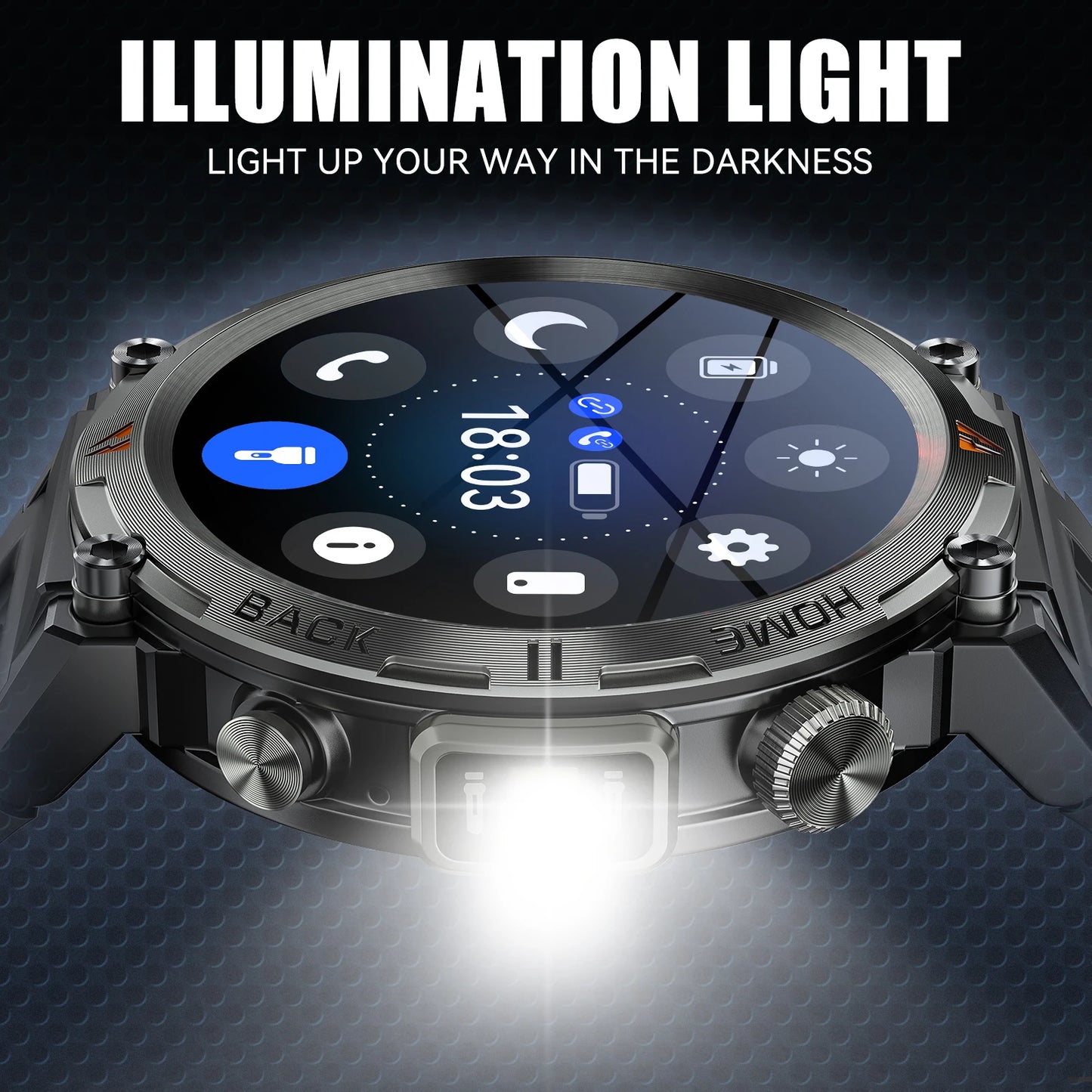 LaNikar KE3 Black Bluetooth Call Smart Watch Men Full Touch Screen Health Monitor With Flashlight Men SmartWatch For ios Androi