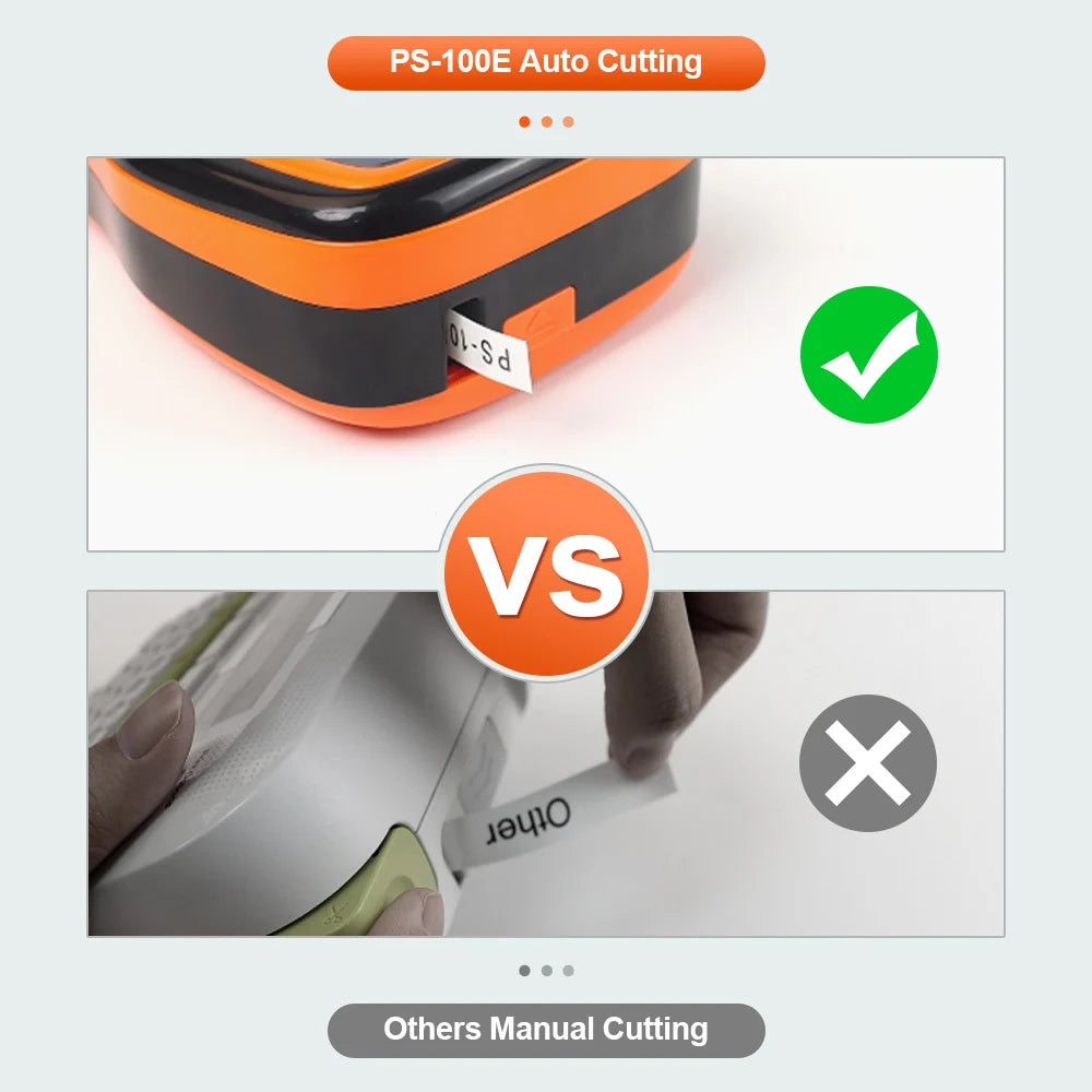 Wireless Label Printer PS100E Portable Auto Cutting Label Maker replace for Brother P-touch Label Machine DIY tze231 Label Tape