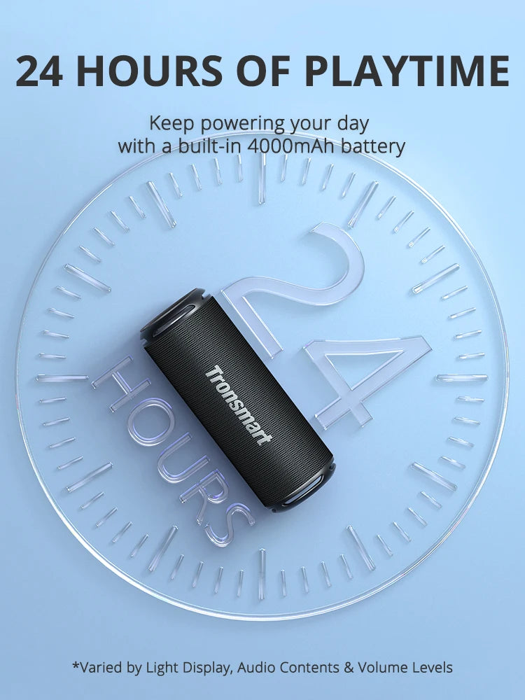 Tronsmart T7 Lite Bluetooth Speaker Enhanced Bass Portable Speaker with 24H Playtime, APP Control, IPX7 Waterproof for Camping