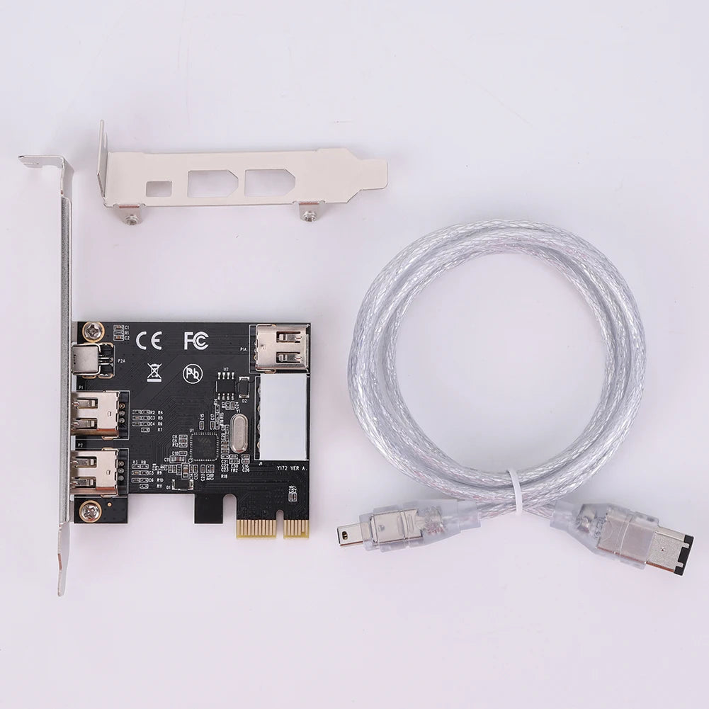 PCI-E 1X to 16X 1394 DV Video Capture Card with 6 Pin to 4 Pin Firewire Adapter 3 Ports Free Driver Desktop Computer Accessory