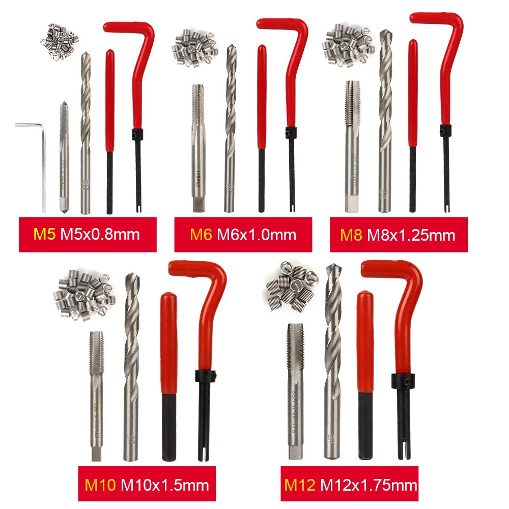 88/131pcs Car Repair Tools Screwdriver Screw Bolt Driver Engine Block Restoring M5 M6 M8 M10 M12 Thread Set Vehicles Accessories