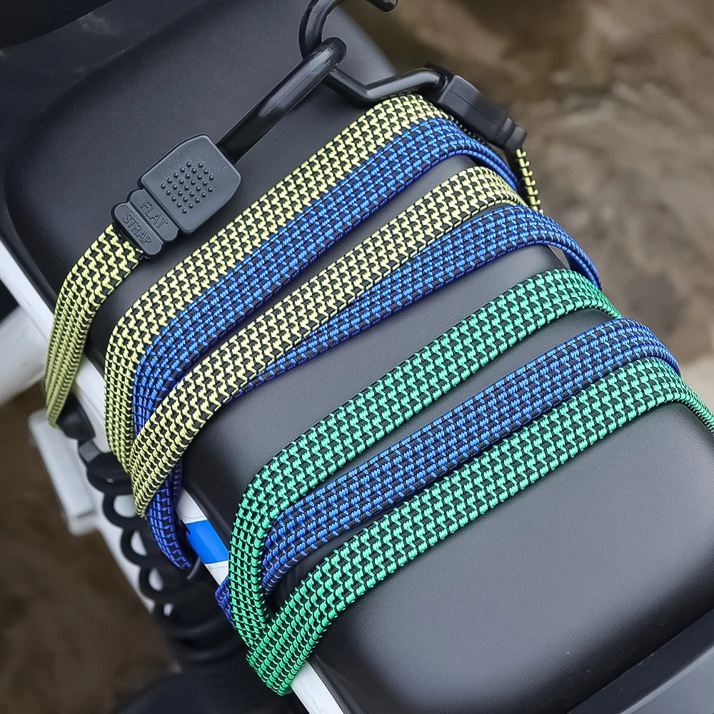 Elastic Bungees Cords with Hook Heavy Duty Luggage Bungee Strap Anti Slip Flat Elasticity Rope for Motorcycle Bicycles Movin