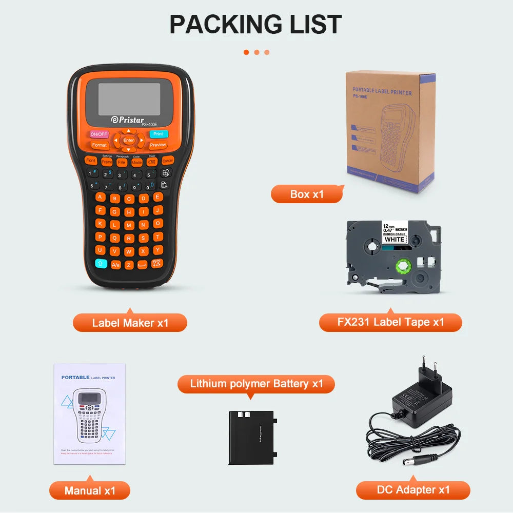 Wireless Label Printer PS100E Portable Auto Cutting Label Maker replace for Brother P-touch Label Machine DIY tze231 Label Tape