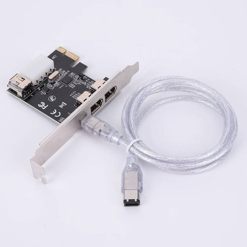 PCI-E 1X to 16X 1394 DV Video Capture Card with 6 Pin to 4 Pin Firewire Adapter 3 Ports Free Driver Desktop Computer Accessory