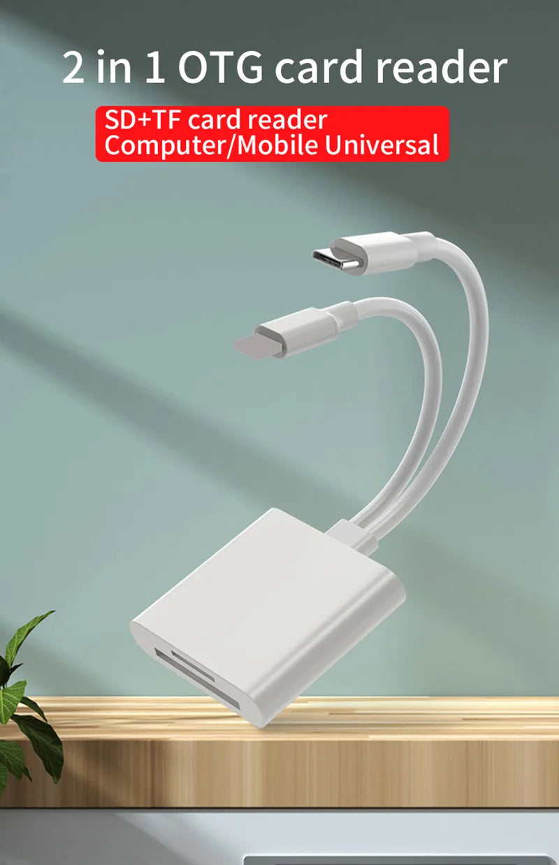 2 In 1 OTG Card Reader Type C Lightning to SD TF Memory Card Adapter For PC Laptop iPhone Multi Smart Cardreader No APP Requires