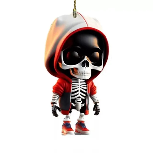 Skeleton Swing Car Ornament Acrylic Spooky Skeleton Swing Pendant Rearview Decor Hangable Decorative Skeletons Halloween Car