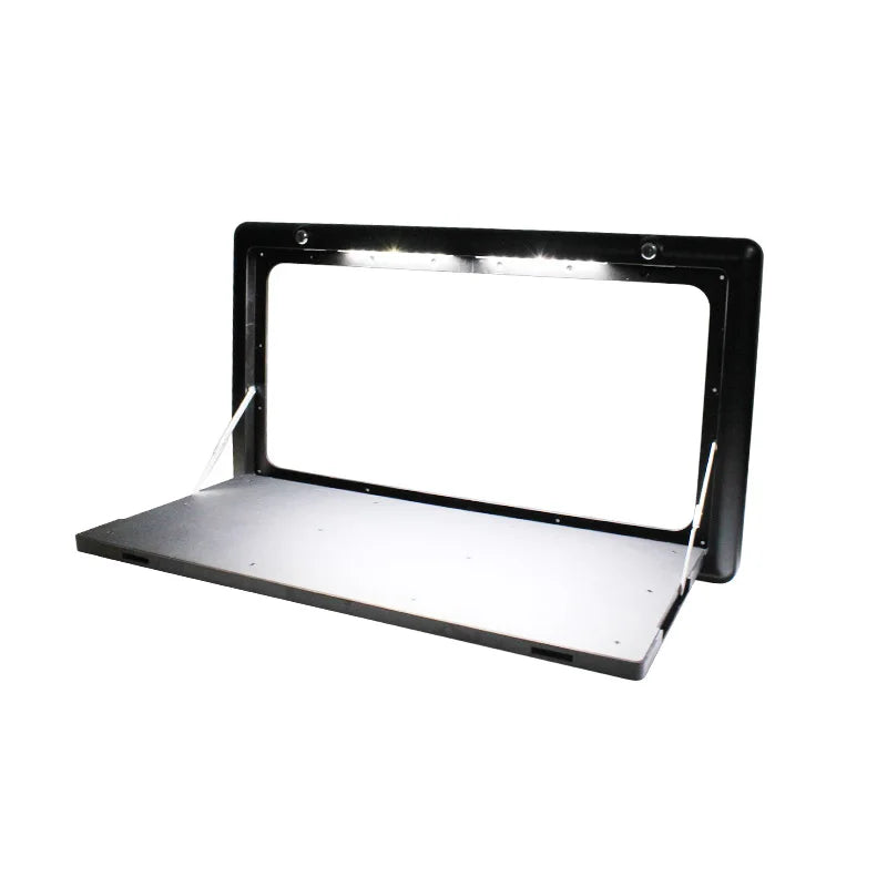 RV Out Folding Table White/Black Trailer-mounted External Dining Table Exterior Side-mounted Folding Motorhome Camping Table