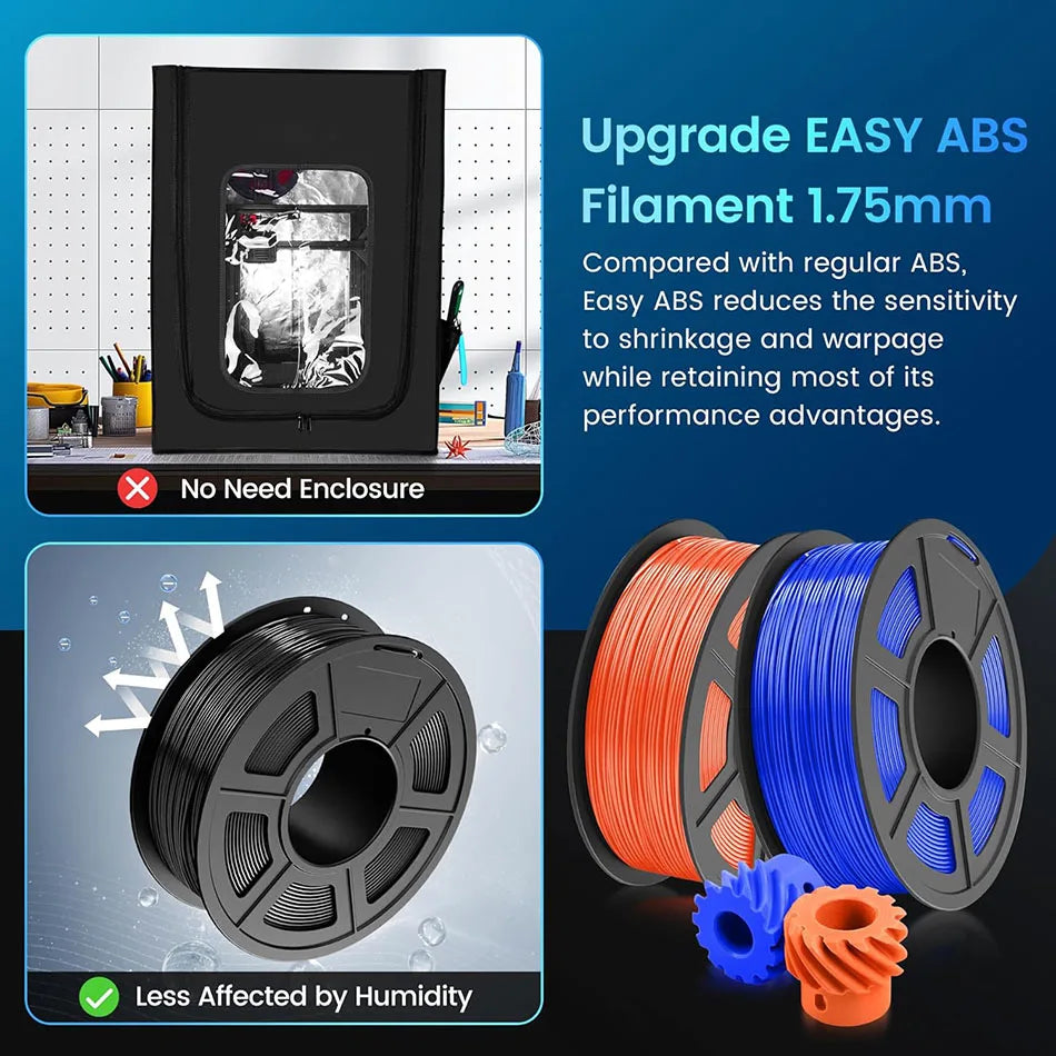 JAYO Easy ABS 3D Printer Filament 1.75mm 1KG ABS 3D Filament Fit Most FDM 3D Printers Excellent Toughness 3D Printing Materials