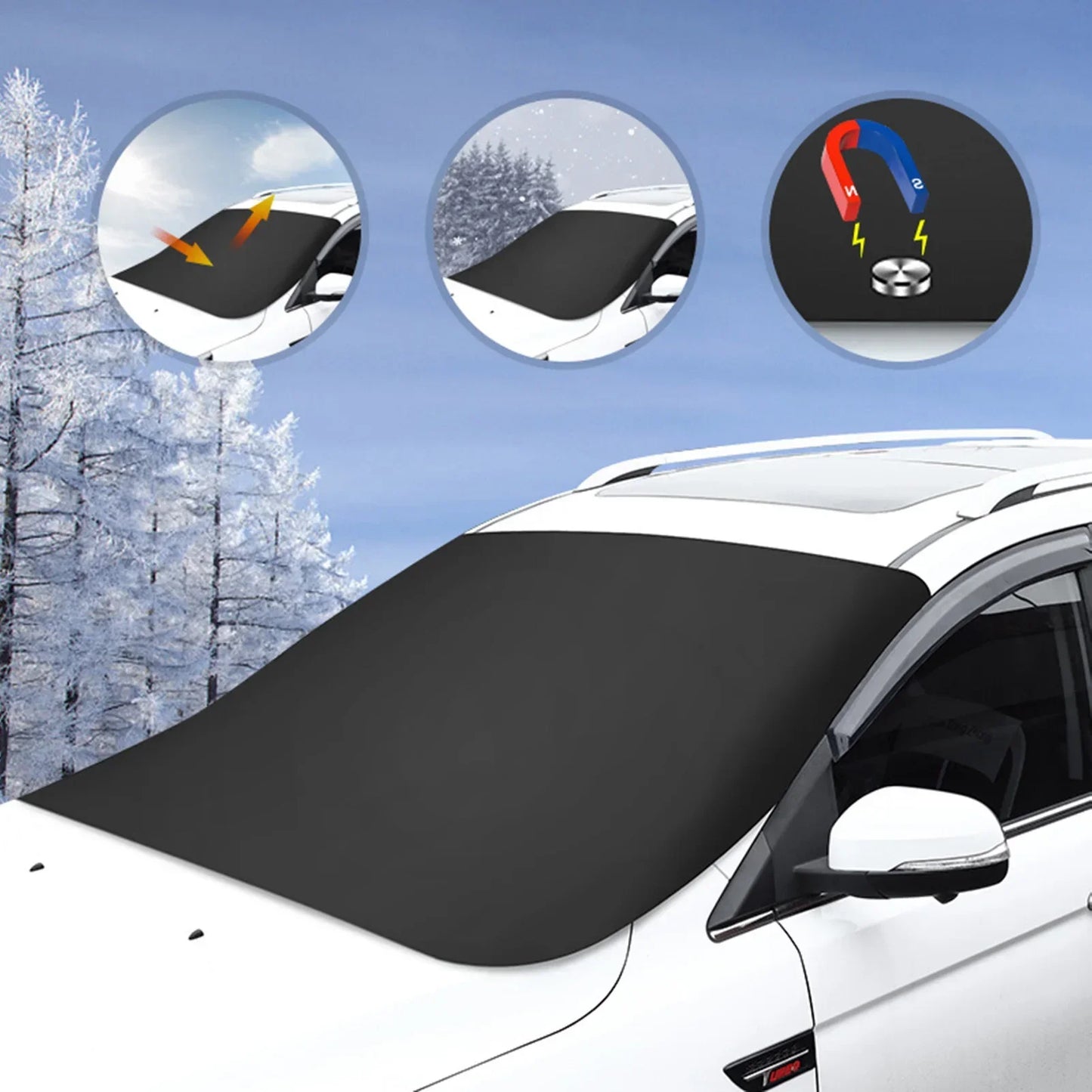 Car Snow Cover With Magnets Sunshade Cover Car Windshield Shade Waterproof Protector Cover For Winter Car Windscreen Cover
