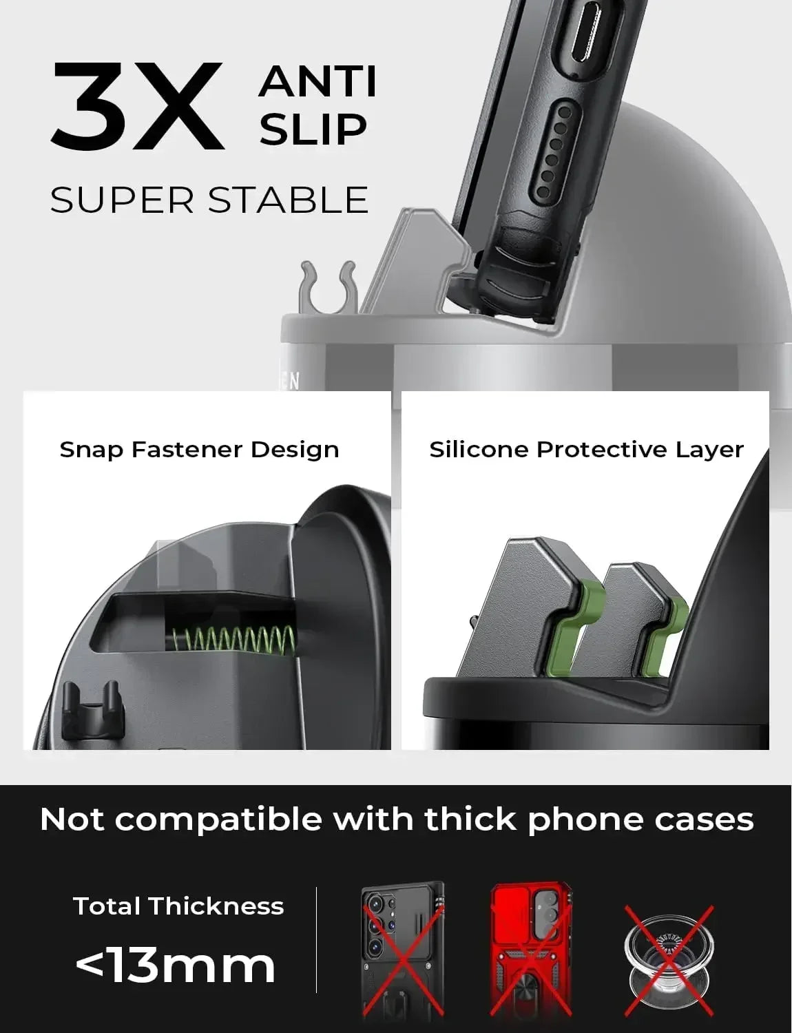 LISEN New Design 2024 360 Rotation Air Vent Phone Stand Folding Dashboard Mobile Phone Holder for Car