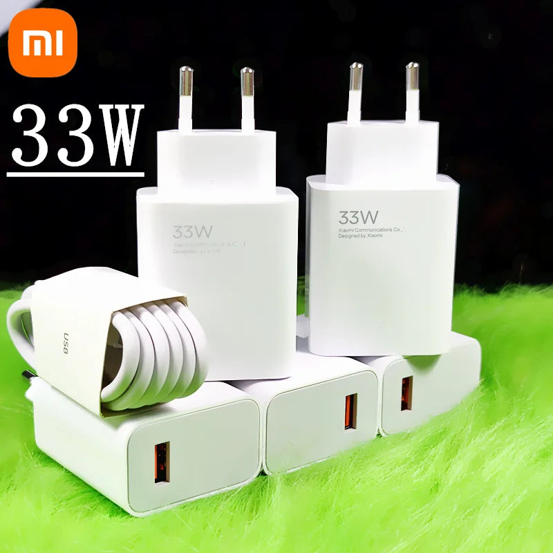 Original Xiaomi 33W Fast Charger EU Turbo Charge 2M 1.5M Type C Cable For Mi 10 9 10T Lite POCO X3 NFC Redmi K40 Note 9 10 Pro