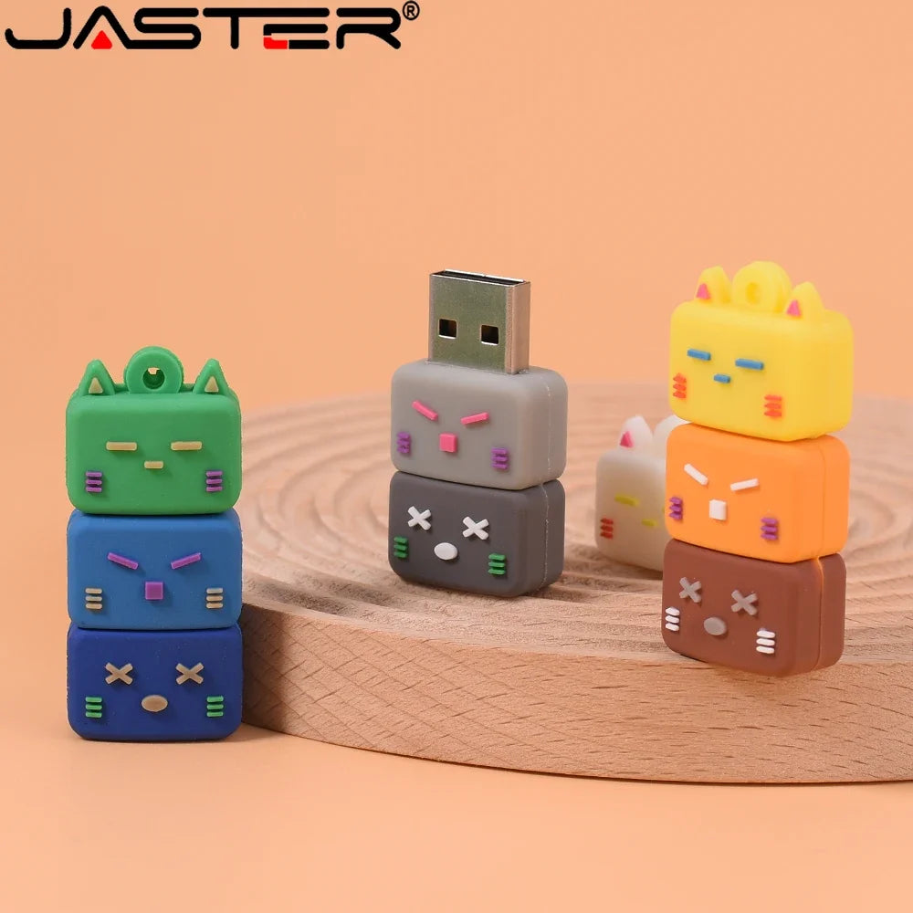 JASTER USB Flash Drive 64GB Cute Cartoon Coffee Cup Music Doll Pen Drive Owl Camera Free Keychain Creative Gift Memory Stick