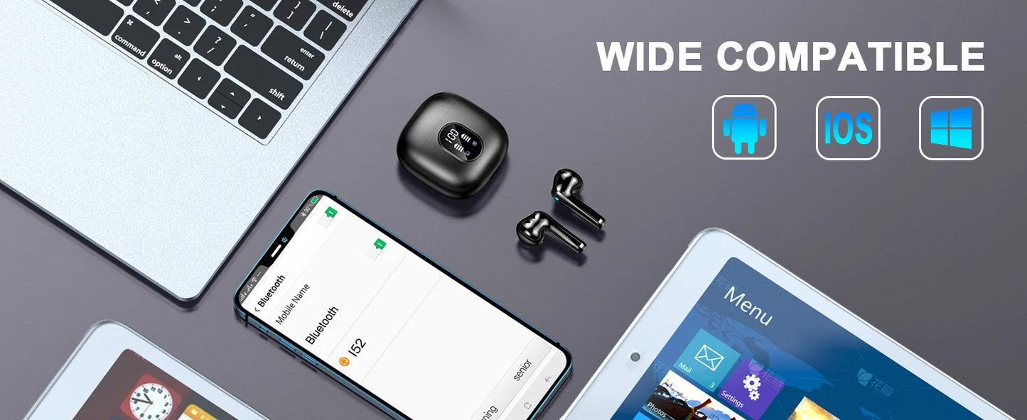 Wireless Earbuds, Bluetooth 5.3 Headphones in Ear with ENC Mic, 50H Playtime LED Display Wireless Earphones.