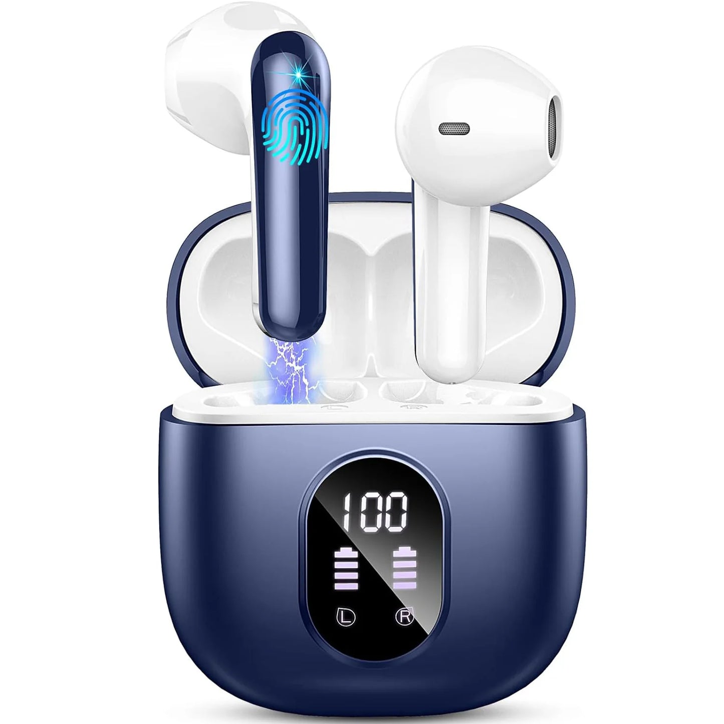 Wireless Earbuds, Bluetooth 5.3 Headphones in Ear with ENC Mic, 50H Playtime LED Display Wireless Earphones.