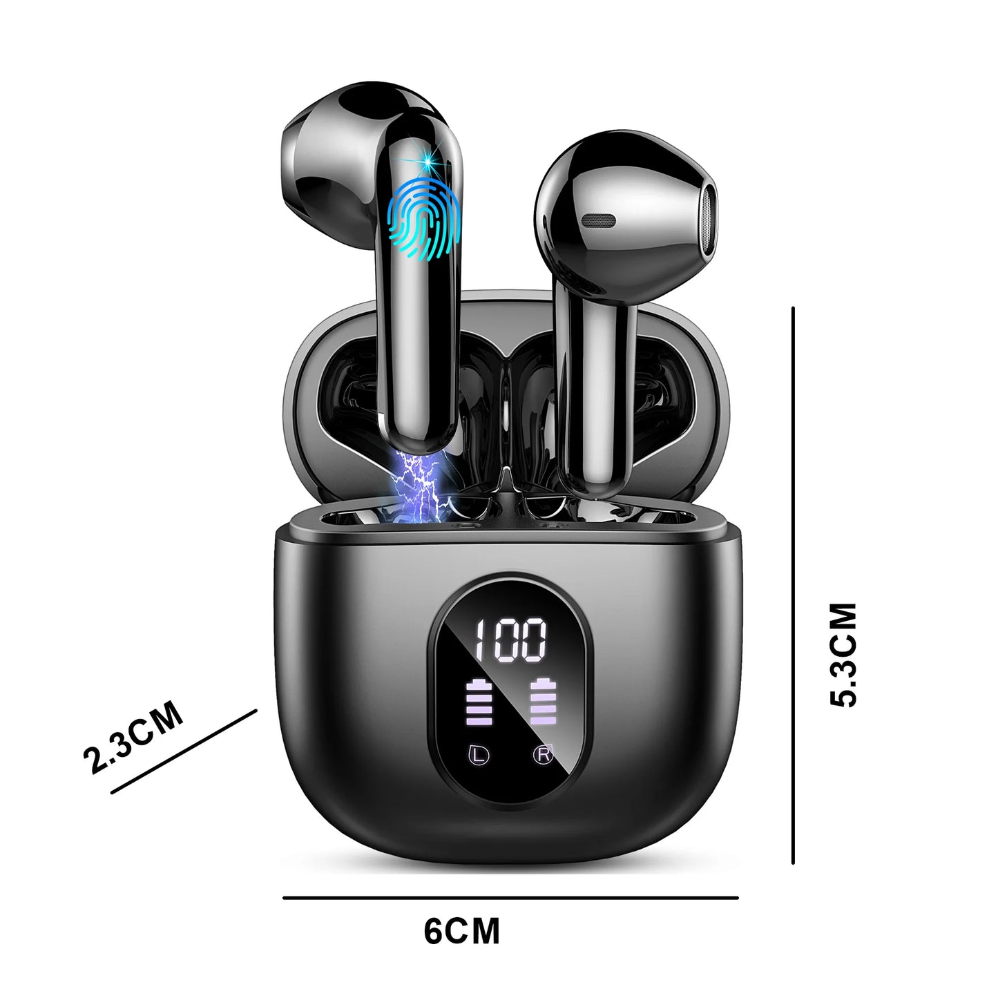 Wireless Earbuds, Bluetooth 5.3 Headphones in Ear with ENC Mic, 50H Playtime LED Display Wireless Earphones.
