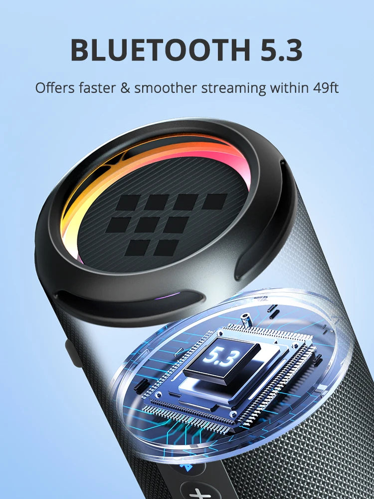 Tronsmart T7 Lite Bluetooth Speaker Enhanced Bass Portable Speaker with 24H Playtime, APP Control, IPX7 Waterproof for Camping