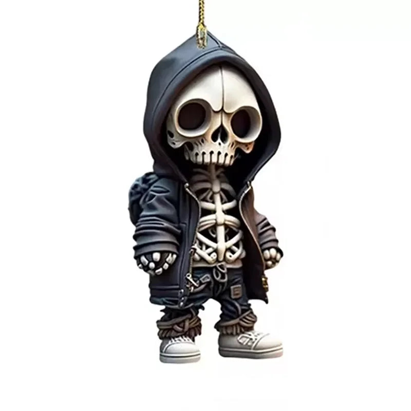 Skeleton Swing Car Ornament Acrylic Spooky Skeleton Swing Pendant Rearview Decor Hangable Decorative Skeletons Halloween Car