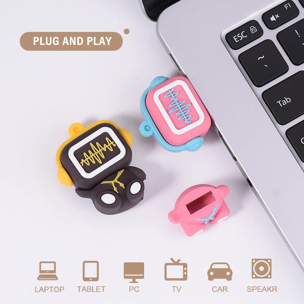 JASTER USB Flash Drive 64GB Cute Cartoon Coffee Cup Music Doll Pen Drive Owl Camera Free Keychain Creative Gift Memory Stick