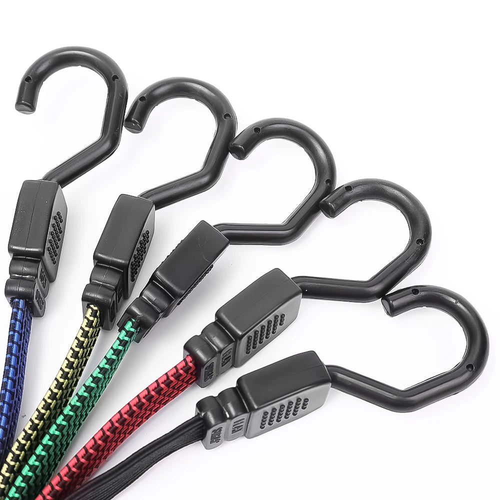 Elastic Bungees Cords with Hook Heavy Duty Luggage Bungee Strap Anti Slip Flat Elasticity Rope for Motorcycle Bicycles Movin