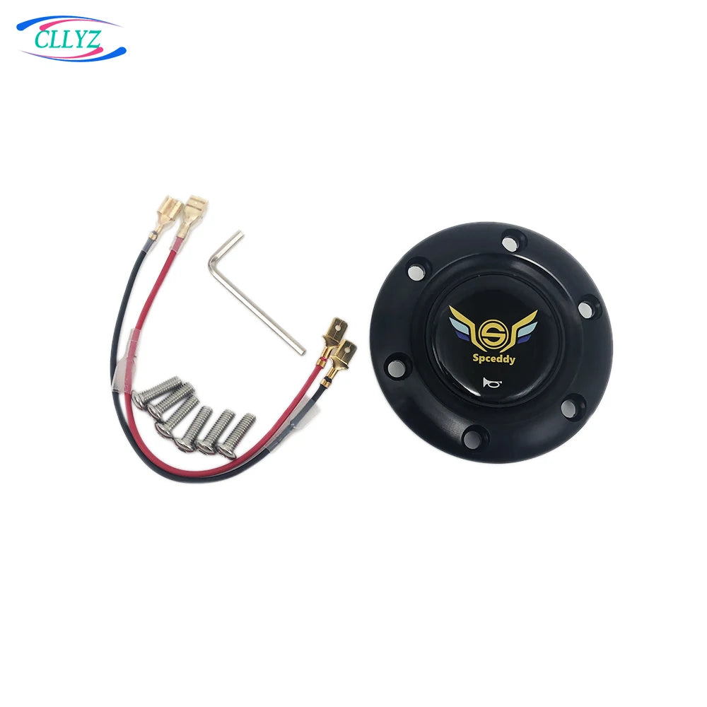 CLLYZ Sports Steering Wheel Horn Button Universal Aluminum Alloy + ABS Racing Style Hornbutton Cover Multi-Style JDW