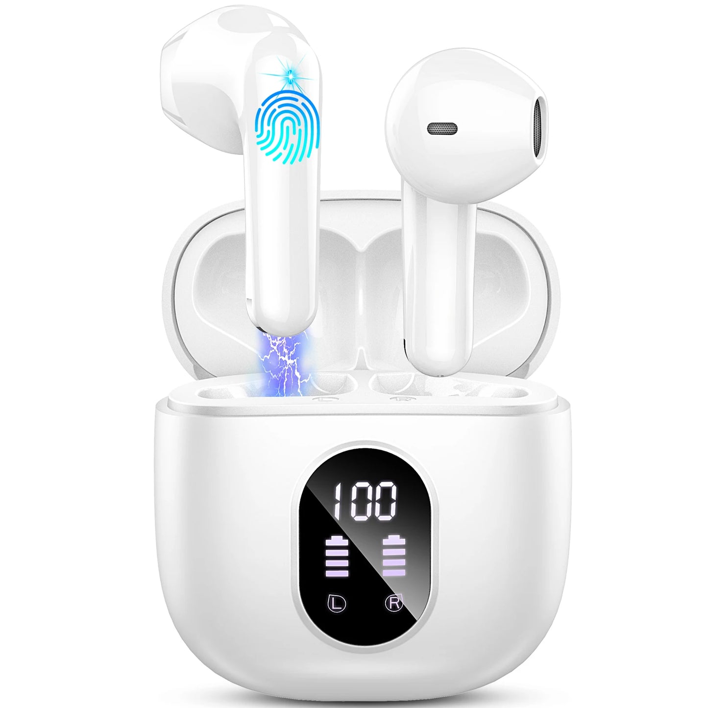 Wireless Earbuds, Bluetooth 5.3 Headphones in Ear with ENC Mic, 50H Playtime LED Display Wireless Earphones.