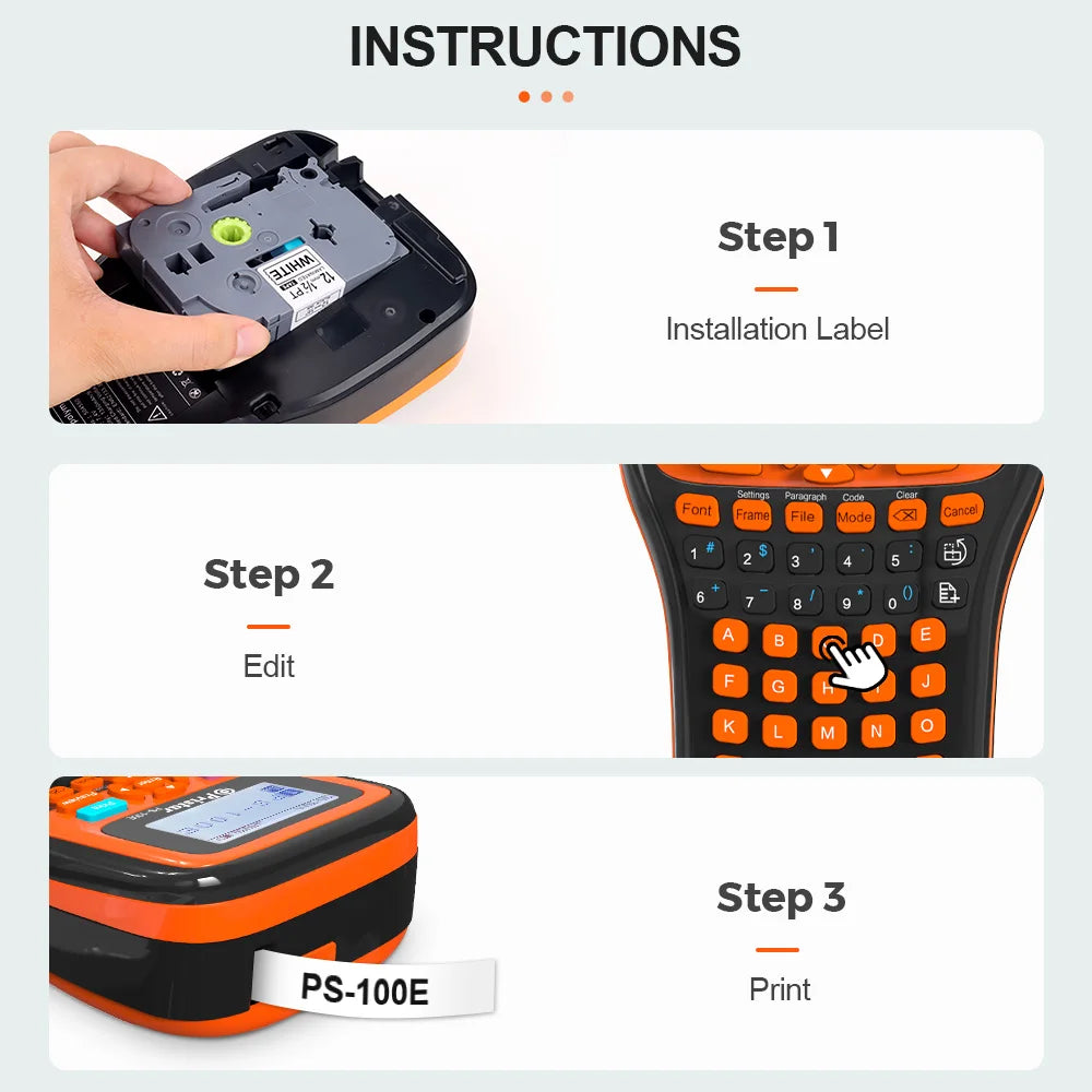 Wireless Label Printer PS100E Portable Auto Cutting Label Maker replace for Brother P-touch Label Machine DIY tze231 Label Tape