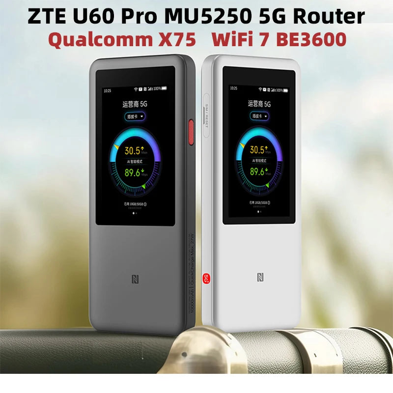 New ZTE U60 Pro MU5250 5G Pocket WIFI Router 5G-A Qualcomm Snapdragon X75 WiFi7 Ulocked Support Lock Band