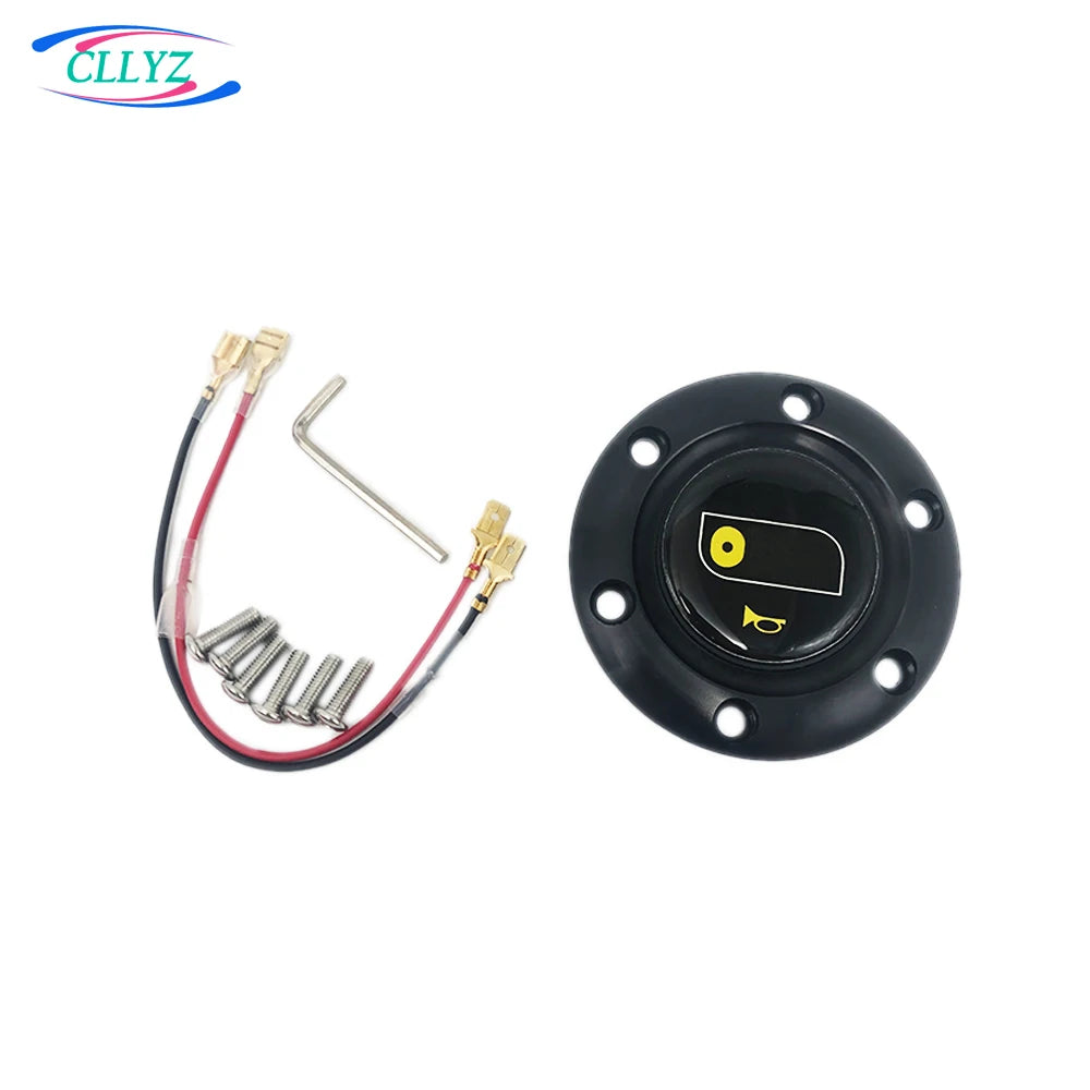 CLLYZ Sports Steering Wheel Horn Button Universal Aluminum Alloy + ABS Racing Style Hornbutton Cover Multi-Style JDW
