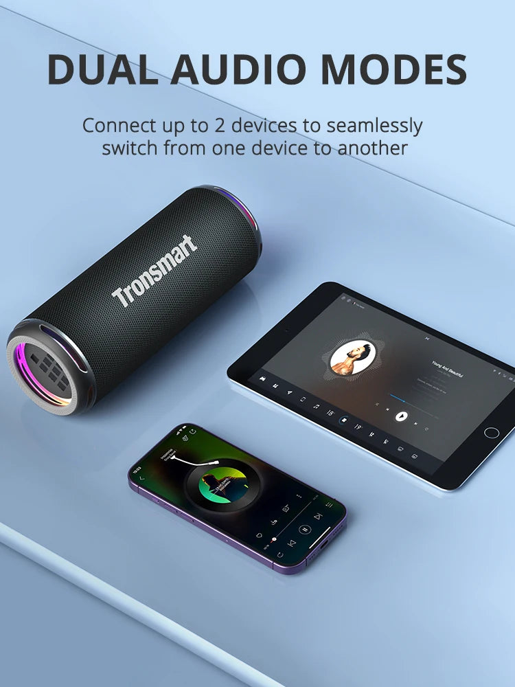 Tronsmart T7 Lite Bluetooth Speaker Enhanced Bass Portable Speaker with 24H Playtime, APP Control, IPX7 Waterproof for Camping