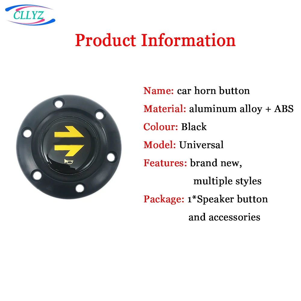 CLLYZ Sports Steering Wheel Horn Button Universal Aluminum Alloy + ABS Racing Style Hornbutton Cover Multi-Style JDW