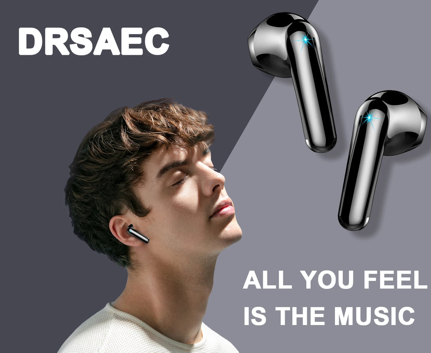 Wireless Earbuds, Bluetooth 5.3 Headphones in Ear with ENC Mic, 50H Playtime LED Display Wireless Earphones.