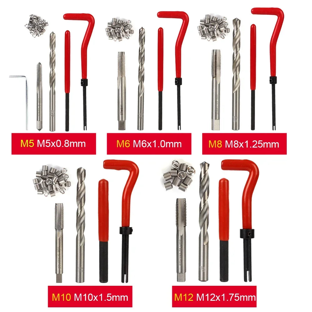 88/131pcs Car Repair Tools Screwdriver Screw Bolt Driver Engine Block Restoring M5 M6 M8 M10 M12 Thread Set Vehicles Accessories