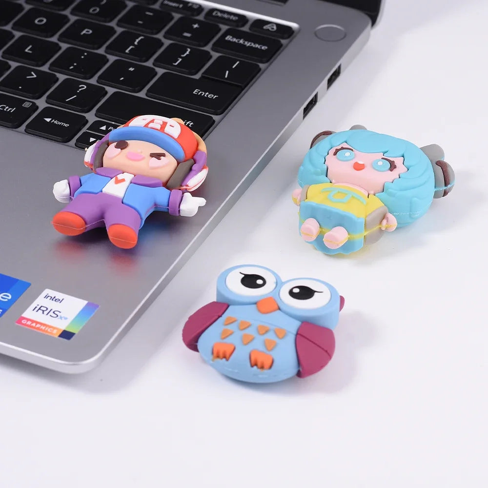 JASTER USB Flash Drive 64GB Cute Cartoon Coffee Cup Music Doll Pen Drive Owl Camera Free Keychain Creative Gift Memory Stick