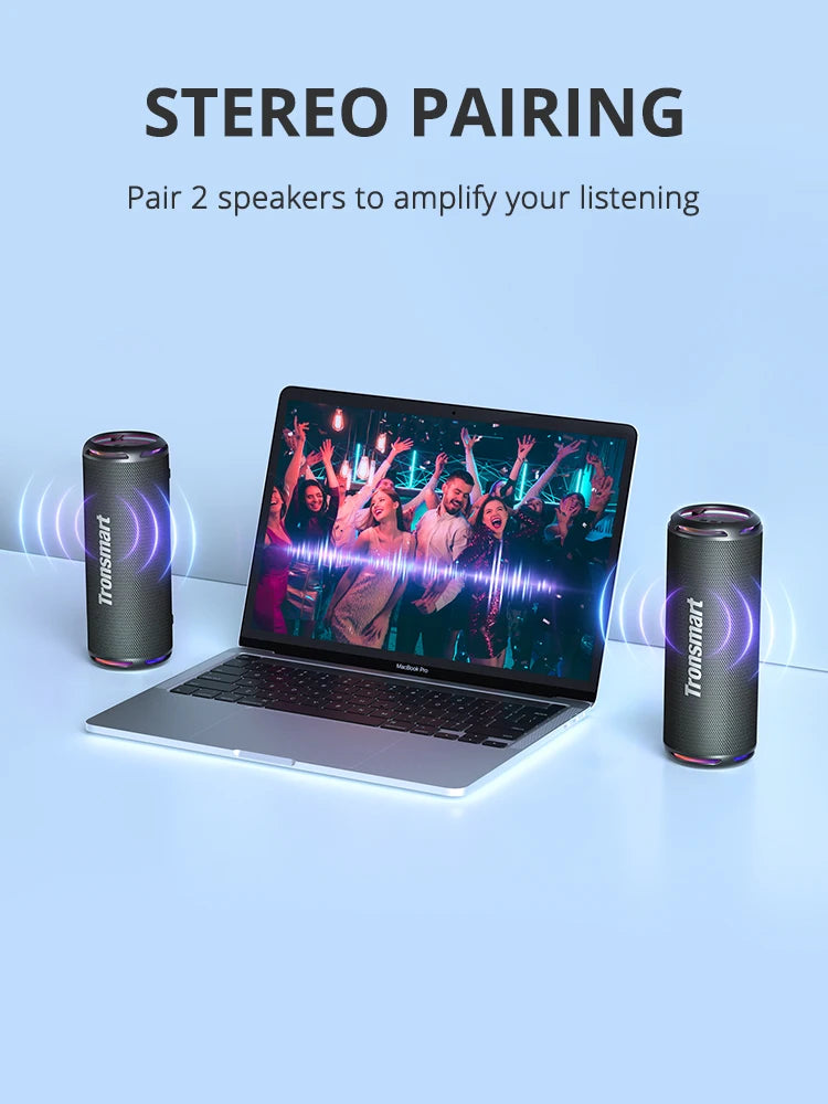 Tronsmart T7 Lite Bluetooth Speaker Enhanced Bass Portable Speaker with 24H Playtime, APP Control, IPX7 Waterproof for Camping