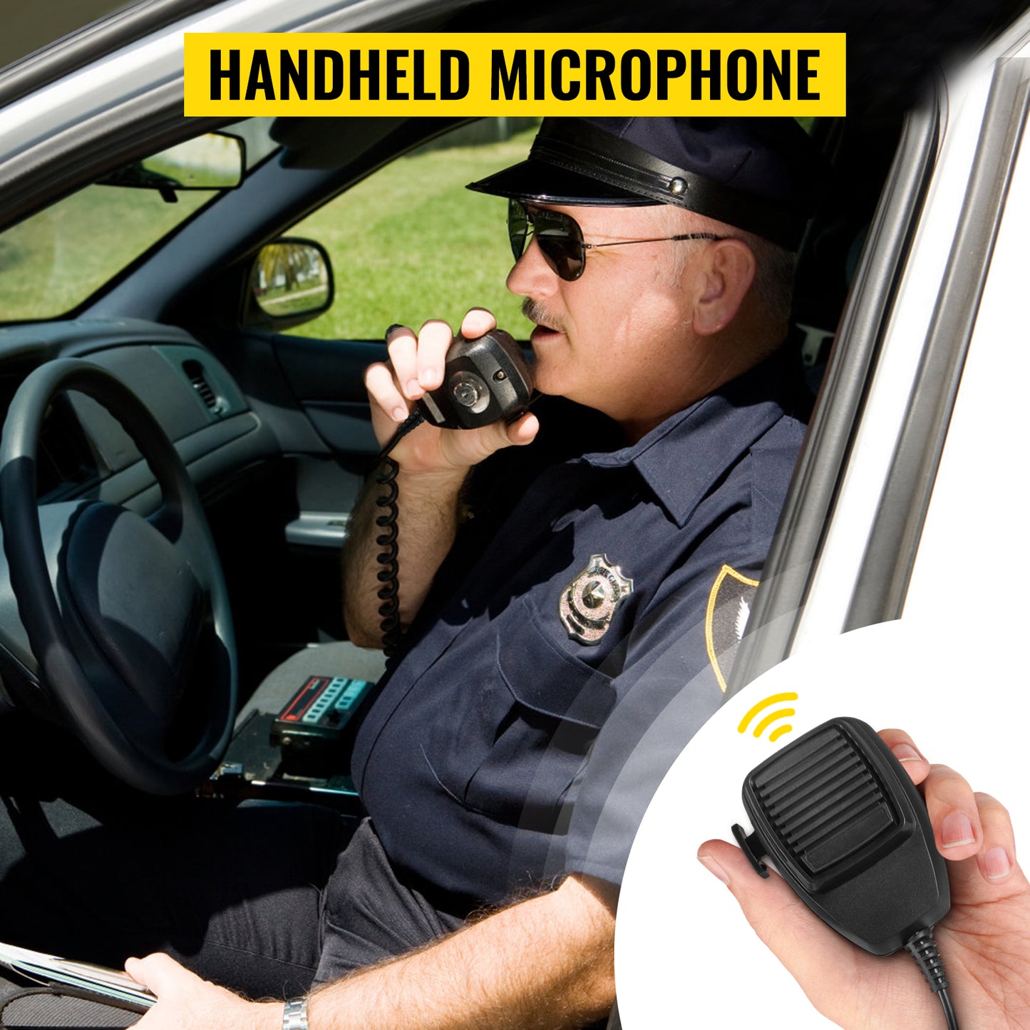 SucceBuy 100/ 200W 12V DC Car Alarm Professional PA System 8 Kinds of Warning Sounds with Handheld Mic for All Specific Vehicles