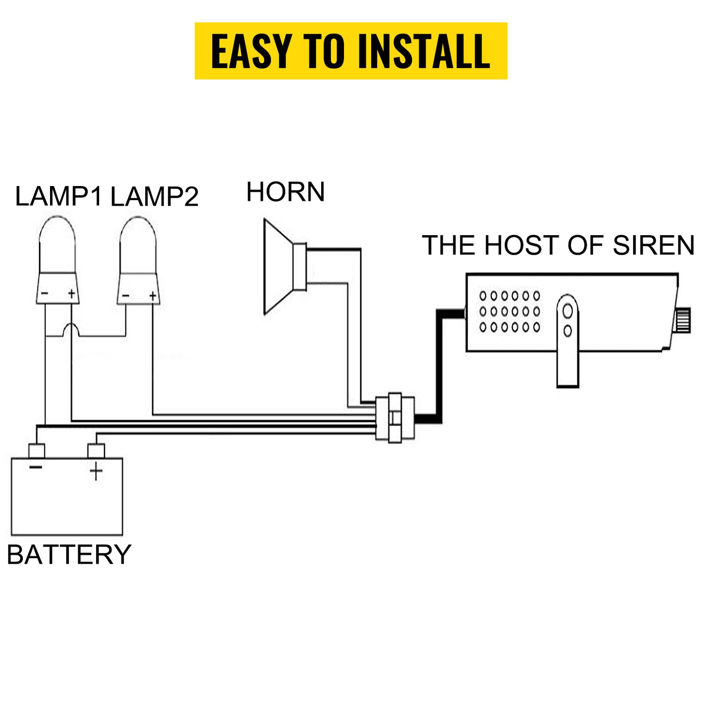 SucceBuy 100/ 200W 12V DC Car Alarm Professional PA System 8 Kinds of Warning Sounds with Handheld Mic for All Specific Vehicles